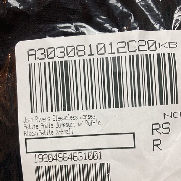 Joan Rivers Classic Collection Jersey Vneck Ruffle Wide Leg Black Ankle Jumpsuit - Picture 4 of 7